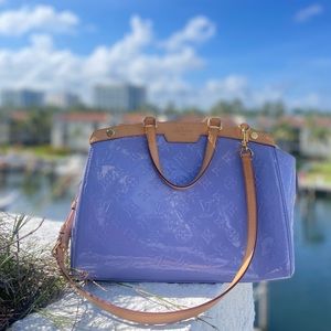 Louis Vuitton Patent Leather Shoulder Bag/ Color:Blue/Purple/ Size: L13 H9.5 W5